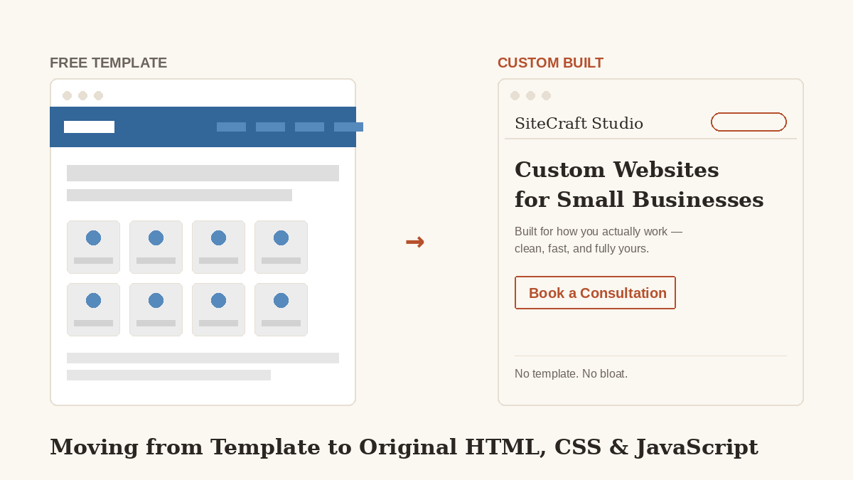 Why We Moved SiteCraft Studio From a Template to Custom HTML, CSS & JavaScript
