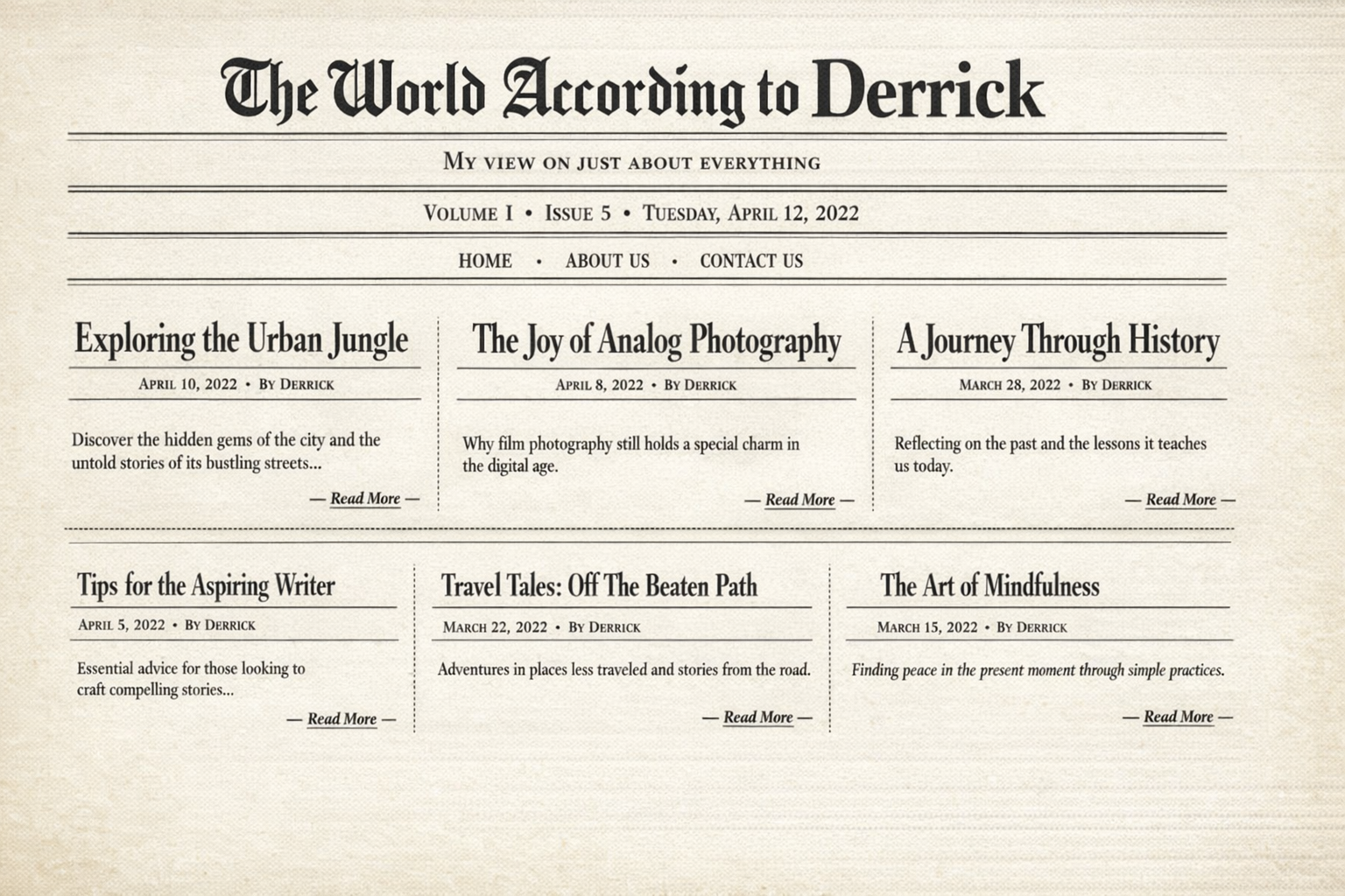 Theme preview for The World According to Derrick